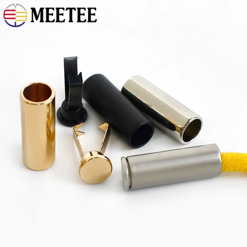 50pcs Meetee Metal Rope Ends Stopper Button Cord End Lock Cap Hanging Bell Buckle DIY Bag Shoes Garment Lanyard Accessories