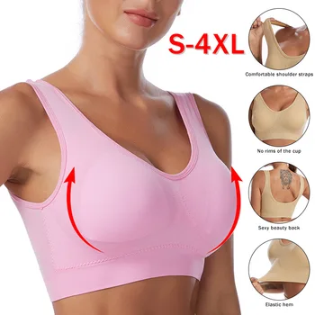 Sexy Women Bra Plus Size Seamless Breathable Brassiere Wire Free Bralette Underwear Comfortable Active Padded Brassiere Crop Top 1