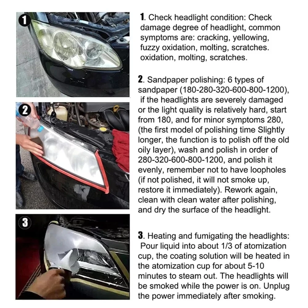Automotive Headlight Care Tool Kit Headlamp Polish Heating Cup Set