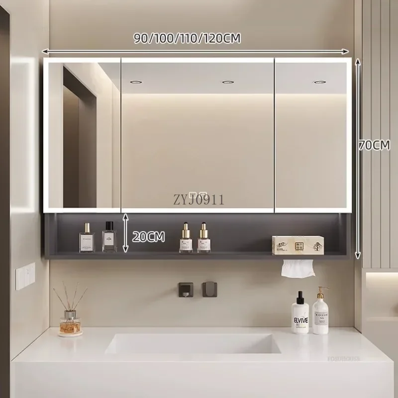 Space Aluminum Smart Bathroom Mirror Cabinet Defogging with Storage Bathroom Furniture Wall Storage Cabinets Mirror Box s b