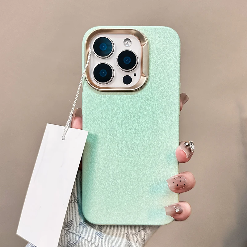 Luxury Leather Texture Soft Silicone Shockproof Bumper Case with Matte Finish