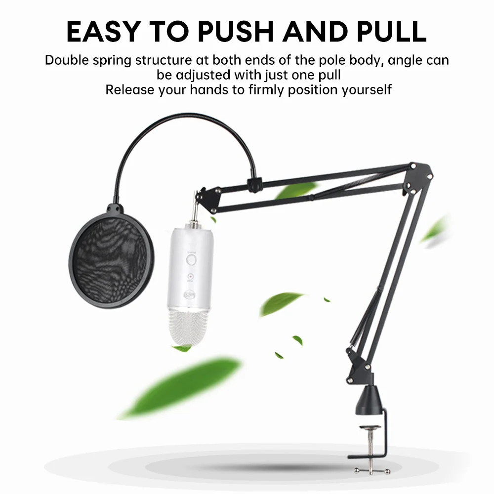 Adjustable Cantilever Bracket Desktop Microphone Suspension Boom Scissor Arm Stand Mic Clip Holder For Recording Live Broadcast