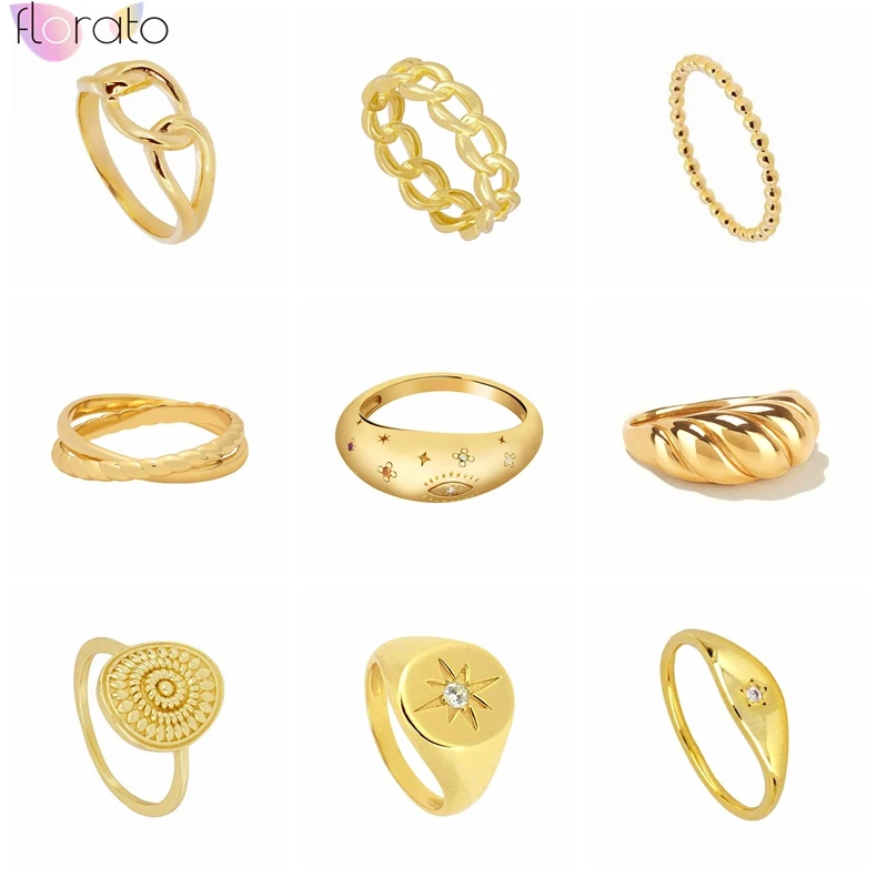 Gold Plated Silver Ring Bling Minimalist Multiple Styles CZ Finger Ring For lovers' Anniversary Engagement Gift Fine Jewelry
