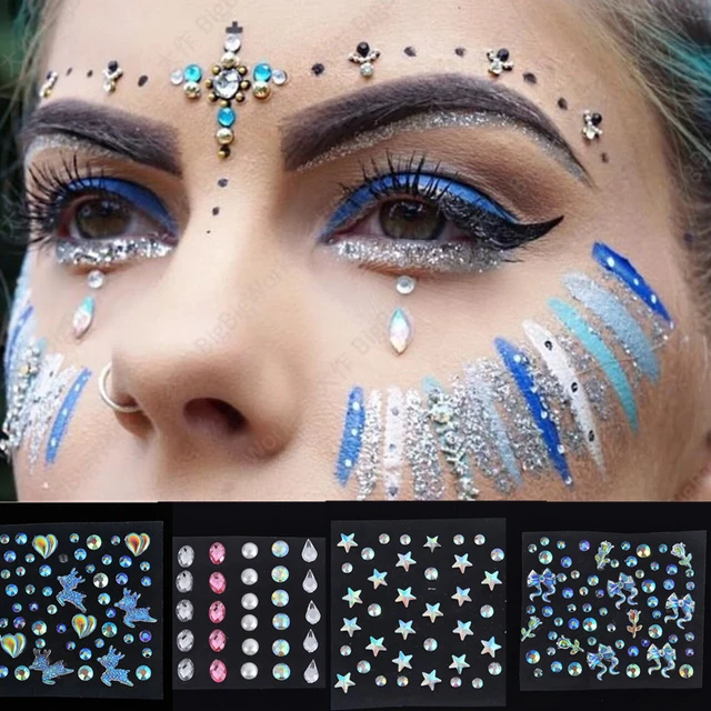 New Rhinestones for Face Festival Makeup Crystals Eye Diamond Gems Stickers  Fake Tattoo for Woman Adhesive Glitters for Face - AliExpress