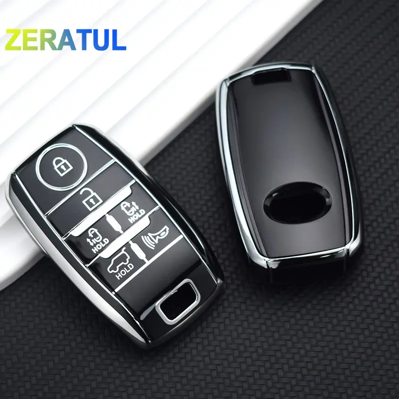 KIA Sedona Grand Carnival Key Fob Case - 6 Button Carbon Fiber Pattern Cover With Silicone Protection