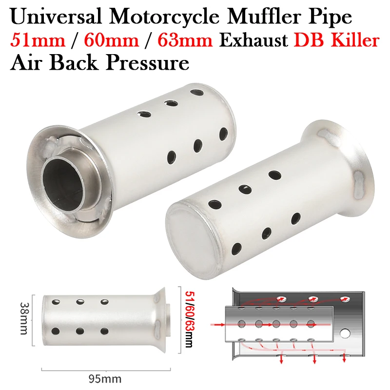 Bohaner 2er Set DB Killer Für Motorrad - 60mm Schalldämpfer Silber Abnehmbar