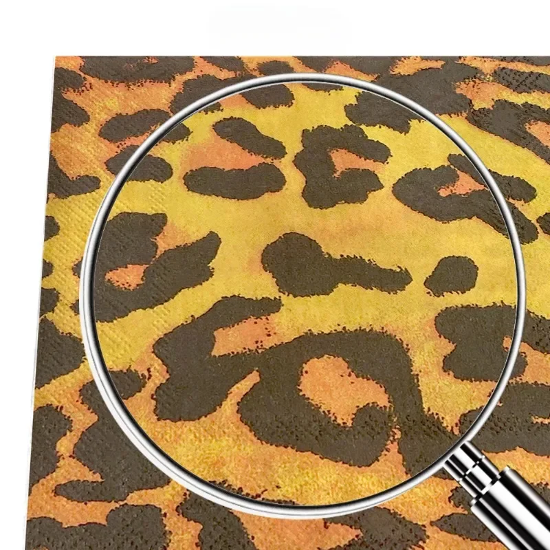 20pcs 33cm 2-Ply Leopard Print Soft Mother and Baby Available Food Grade Printed Pattern Party Tissue Commercial
