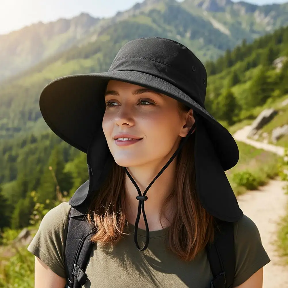 Sonnenhut mit verbessertem UV-Schutz und erweiterter Nackenschutzabdeckung für Outdoor-Aktivitäten, Sommerbedarf für Damen – Detail 13