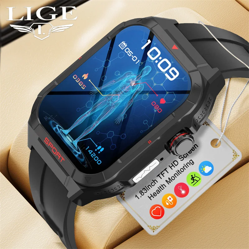 

LIGE 2023 Men New ECG Smart Watch Sports Mode Bluetooth Call Waterproof Blood Oxygen Health Outdoor Smartwatch For iOS Android