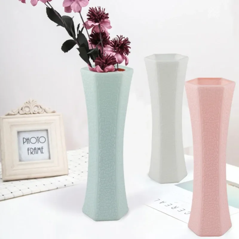 Nordic Plastic Flower Vase Set - Durable Artificial Flower Decor for Home Office Modern Light Luxury