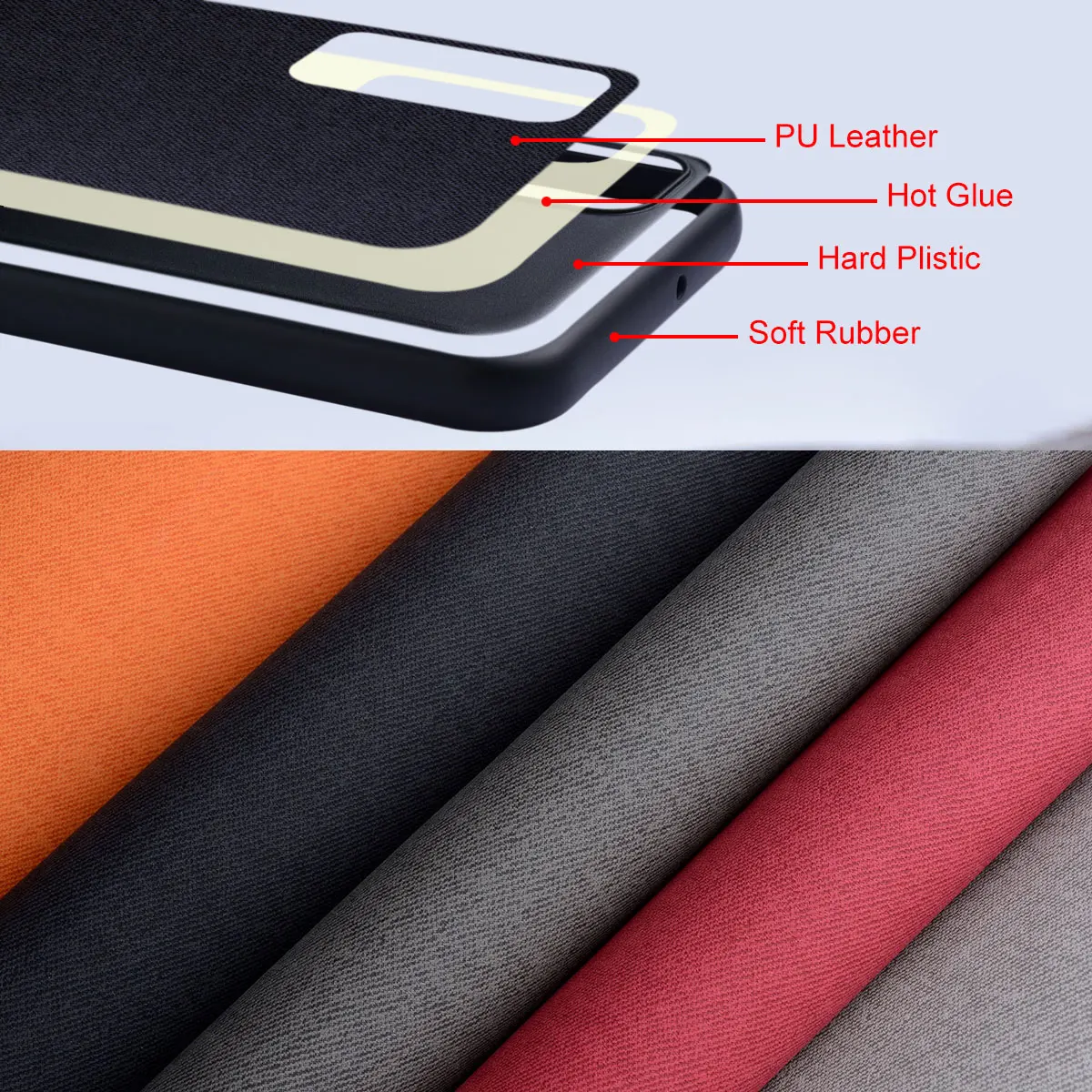 Textile Leather Case for Xiaomi Redmi A3 TPU with Hard PC 3in1 material protection cover 6