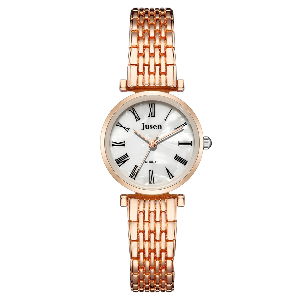 fashion silver steel bracelet band Roman scale dial quartz women watch 6