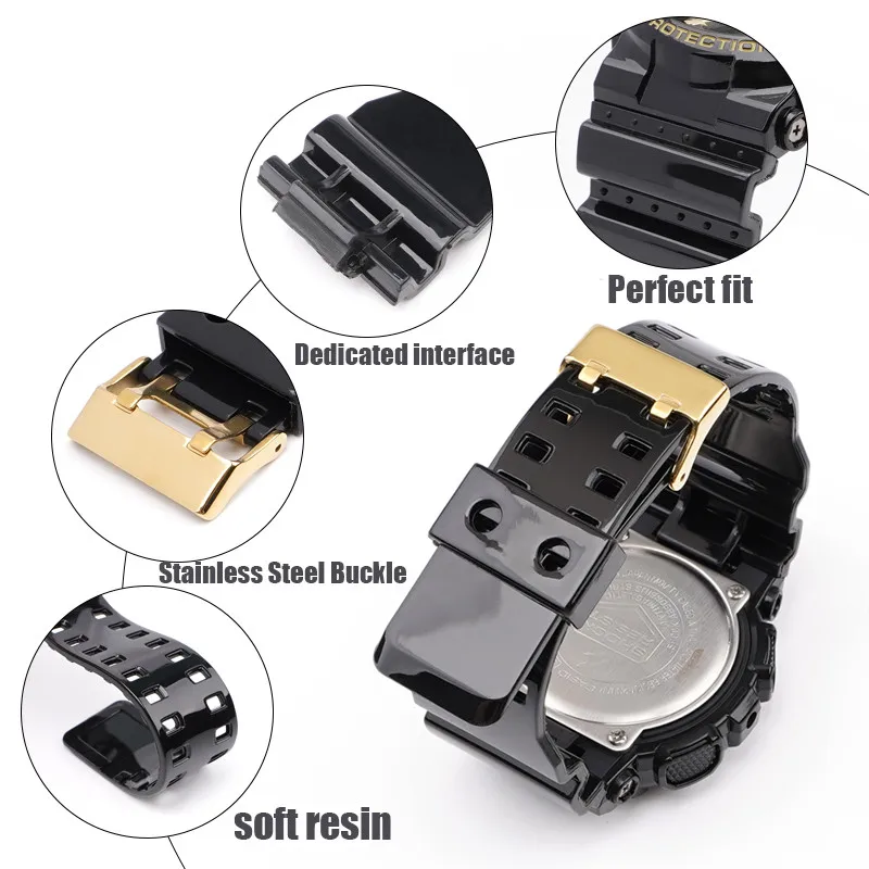 16mm Resin Silicone Watch Band for Casio G-SHOCK GA-100/110/140