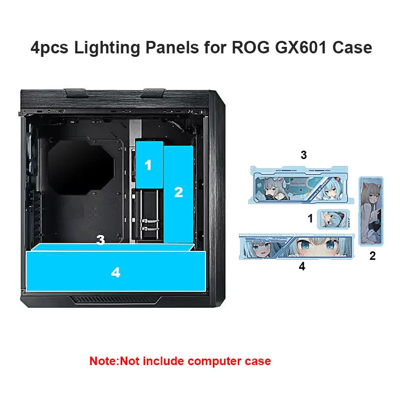 Пользовательская осветительная панель ROG GX601 для ПК, запасная пластина для ARGB Strix Helios, MOD UV Laser Gaming Gabinete Lightboard Shroud