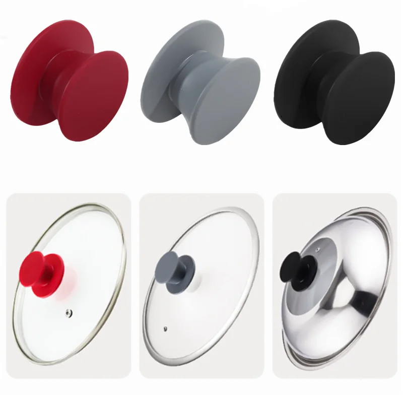 1/2/3PCS Pot Lid Knob Silicone Universal Pot Handle Replacement Kitchen Cookware Cover Knobs Pan Lid Black kitchen pot lid handles