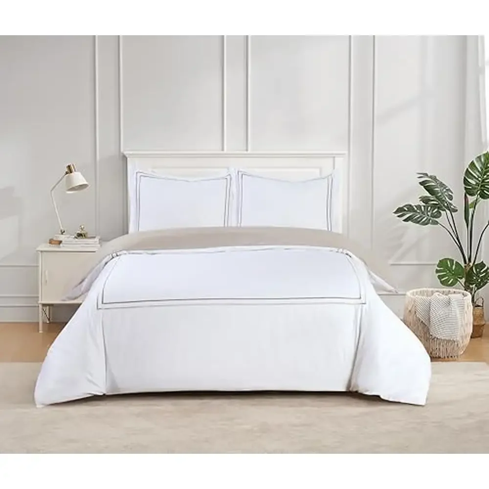 6-Piece Cotton Sateen Queen Size Duvet Bedding Set with Premium Quality 400TC Flora Hotel Collection Breathable Cozy and Luxury