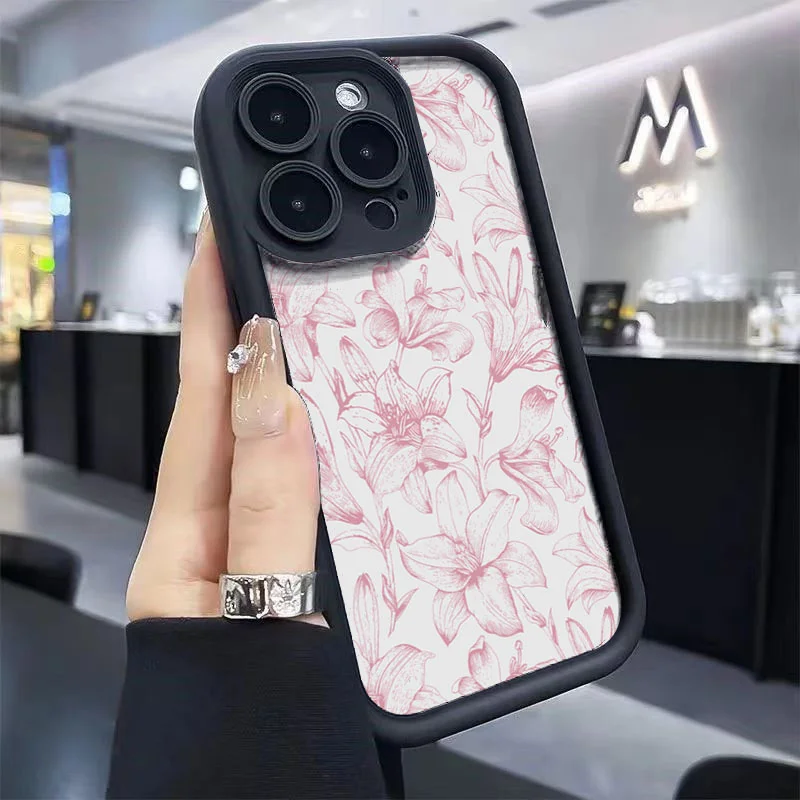 Elegant Pink Lily Shockproof Soft Phone Case - Durable TPU Cover