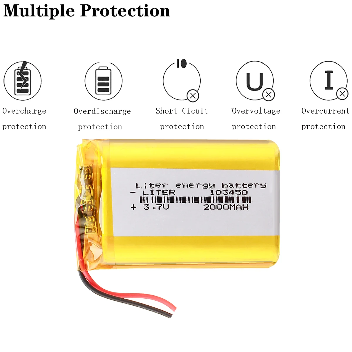 

3.7V,2000mAH 103450 (polymer lithium ion / Li-ion battery ) for Smart watch,GPS,mp3,mp4,cell phone,speaker