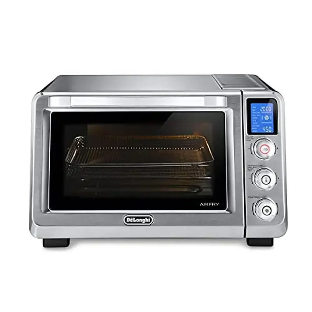 10-in-1 Digital AirFryer Oven with True Convection Technology Internal Light Grills Broils Bakes Roasts Reheats Family-Sized