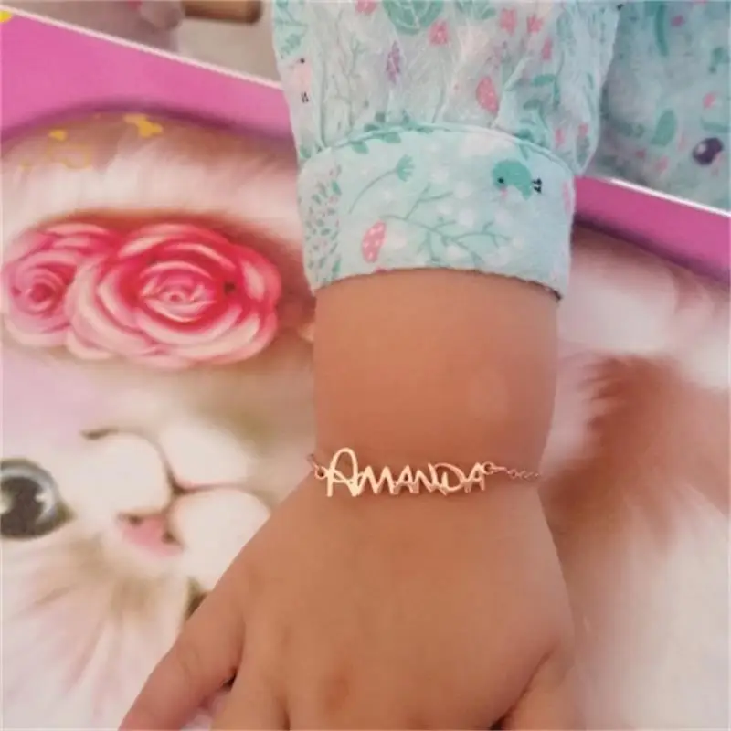 Not allergic Lovely New Baby Bracelet Personalized Children Jewelry Stainless Steel Custom Kids Name Bracelet Handmade Gifts