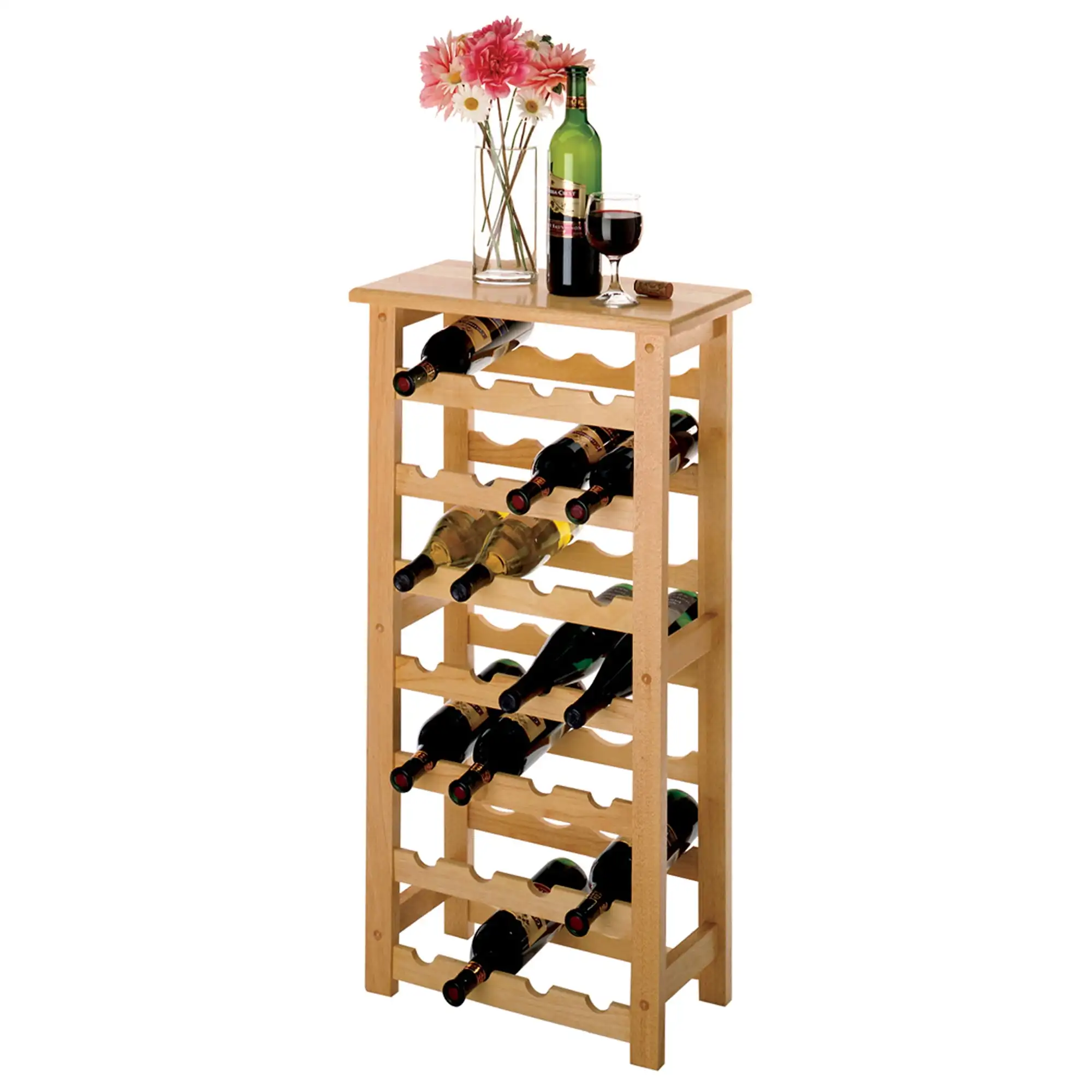 

Winsome Wood Napa 28-бутылочная компактная Винная стойка с естественной отделкой