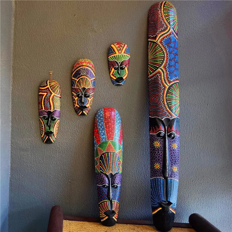 

Mask Hanging Board Creative Southeast Asia Style Thai Solid Wood Colorful Porch Living Room Bar Home Decor Creative Ornament New