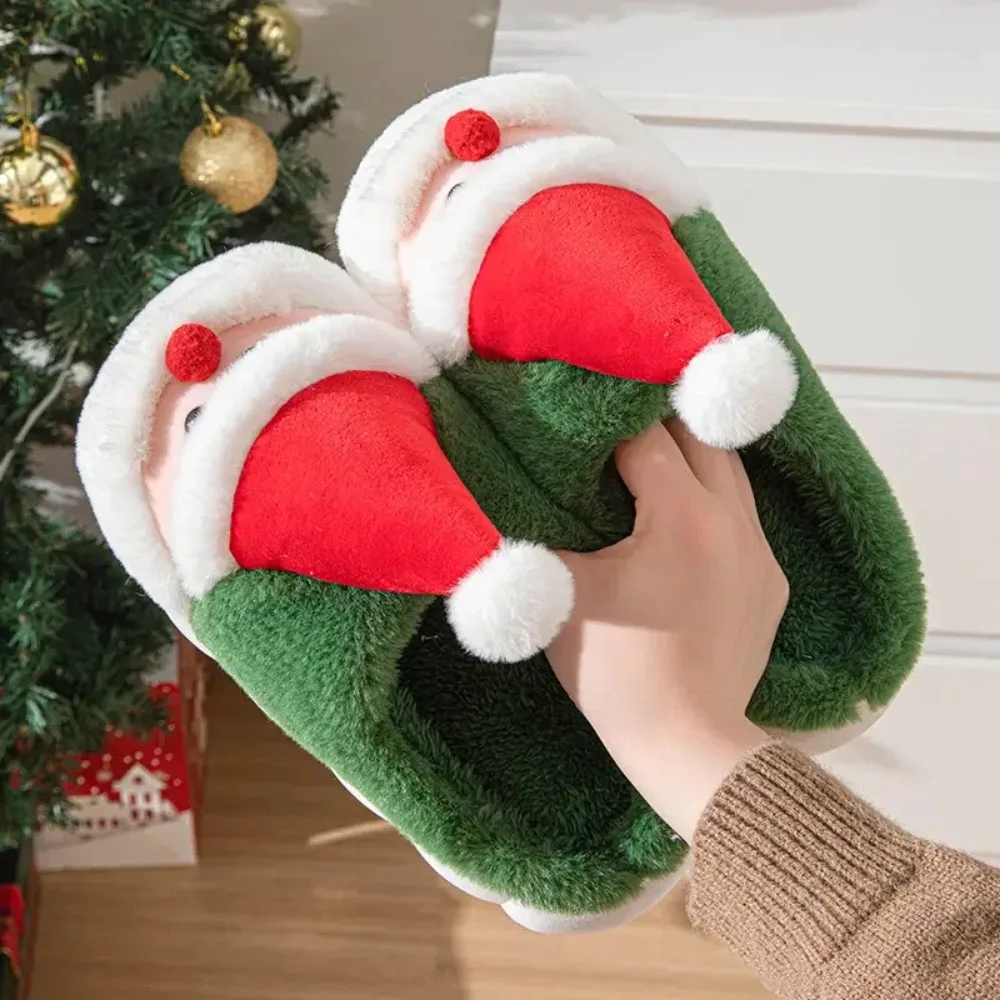 Winter Warm Slipper Christmas Fashion Snow Cold Warm Home Cotton Slippers Women Girls Shoes Cute Santa Claus Footwear 4