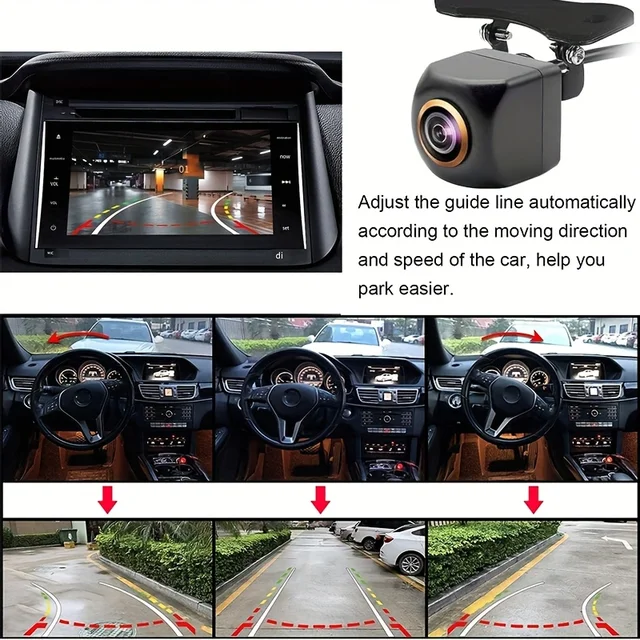 [Dynamic Trajectory Camera] CCD Lens Full Color HD Night Vision Wide Angle Car Rear View Camera with Smart Steering Guide Lines 5