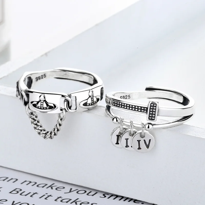 Новинка 2022 кольцо на цепочке в стиле ретро виде планеты с орбом серебряная