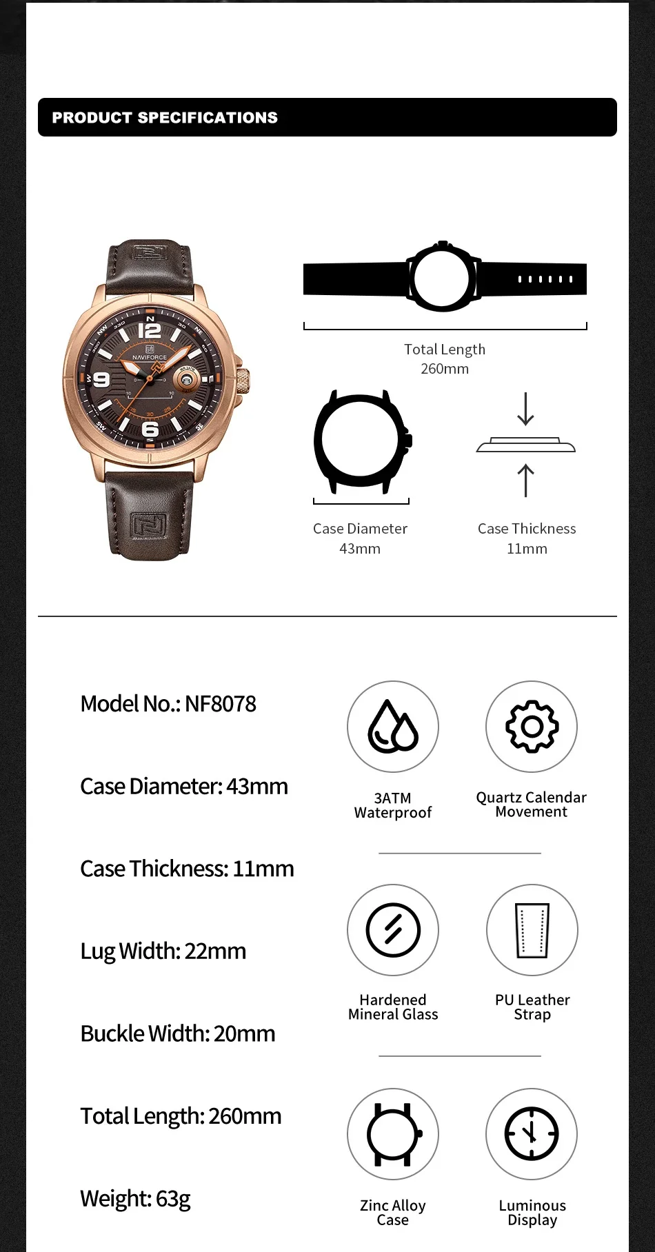 NAVIFORCE 8078 Watch for Men