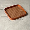 Elegant Wooden Desktop Organizer Tray Faux Leather Lining for Jewelry, Keys & Tea Storage Trays Home Decor, Jewelry Trays 5