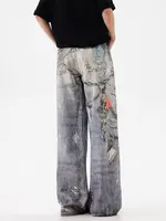 2024 Ropa Y2K Streetwear 3D Graphic Print Baggy Jeans Pants For Men 90S Vintage Clothes Straight Gothic Punk Old Denim Trousers 2
