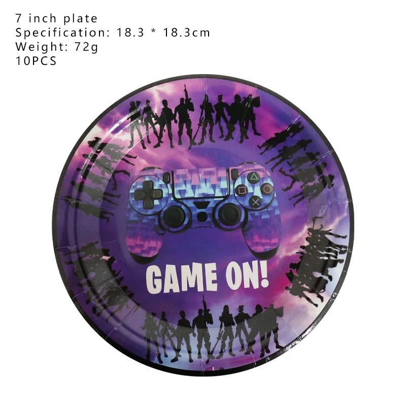 게임 포트리스 테마 생일 파티 장식 어린이 일회용 식기 세트, 베이비 샤워 소년 소녀 파티 장식 용품