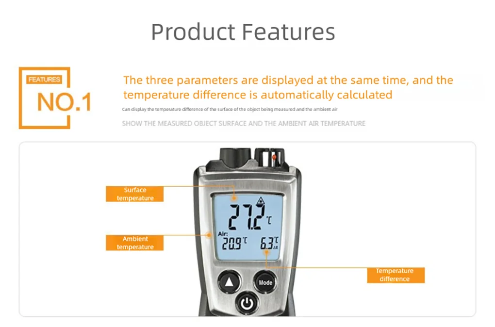 Testo 810 Portable Infrared Thermometer Non-Contact Infrared Thermometer NTC -30