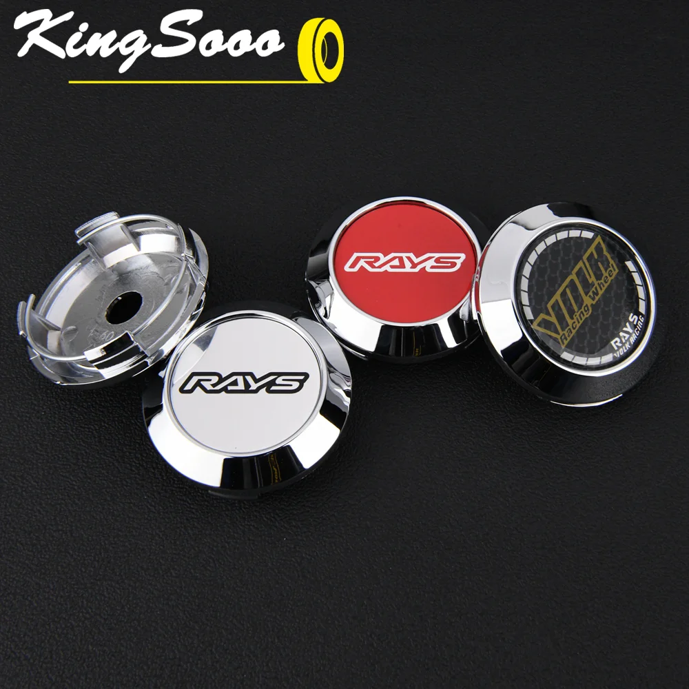 4PCS JDM Sport Wheel Center Caps Clip 60mm VOLK RAYS Emblem Rim Cover Hub Cap G25 CE28 15" Black & Silver