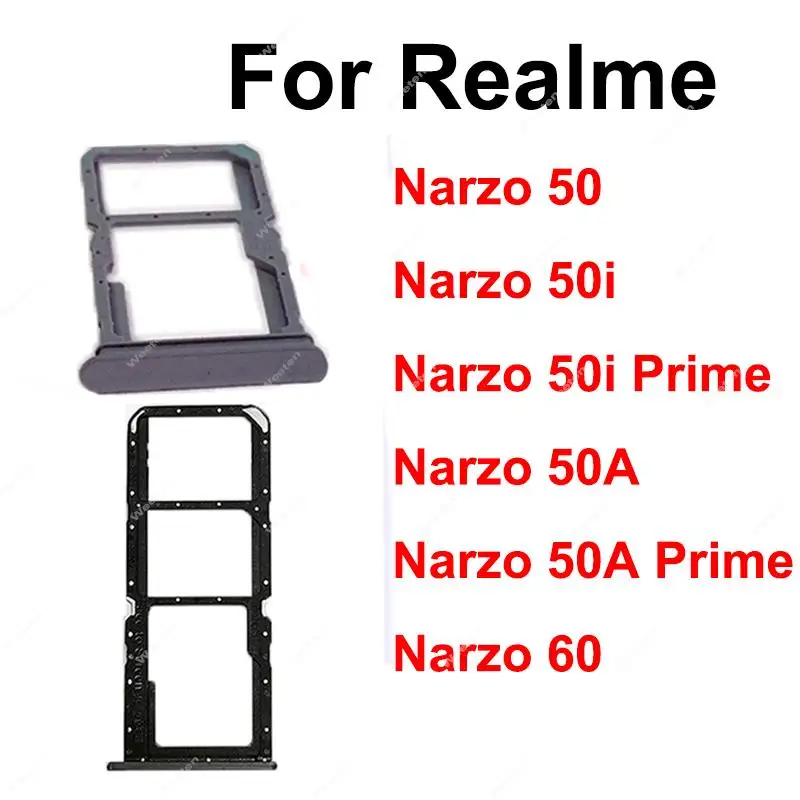 

For Realme Narzo 50 60 Narzo 50A Prime Narzo 50i Prime 4G 5G Dual Sim Card Tart Slot Socket Micro SD Card Reader Holder Parts