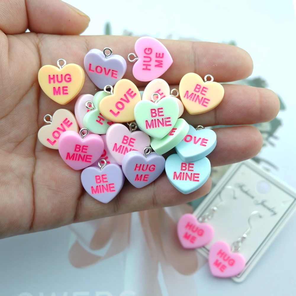 Kawaii Valentinstag Herz Charms für Schmuckherstellung Diy Ohrring Armband Anhänger Zubehör Erkenntnisse Großhandel Bulk