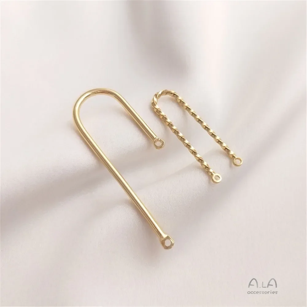 

14K Gold Plated Diy accessories U shaped double hole connecting rod double hanging earring tassel pendant material