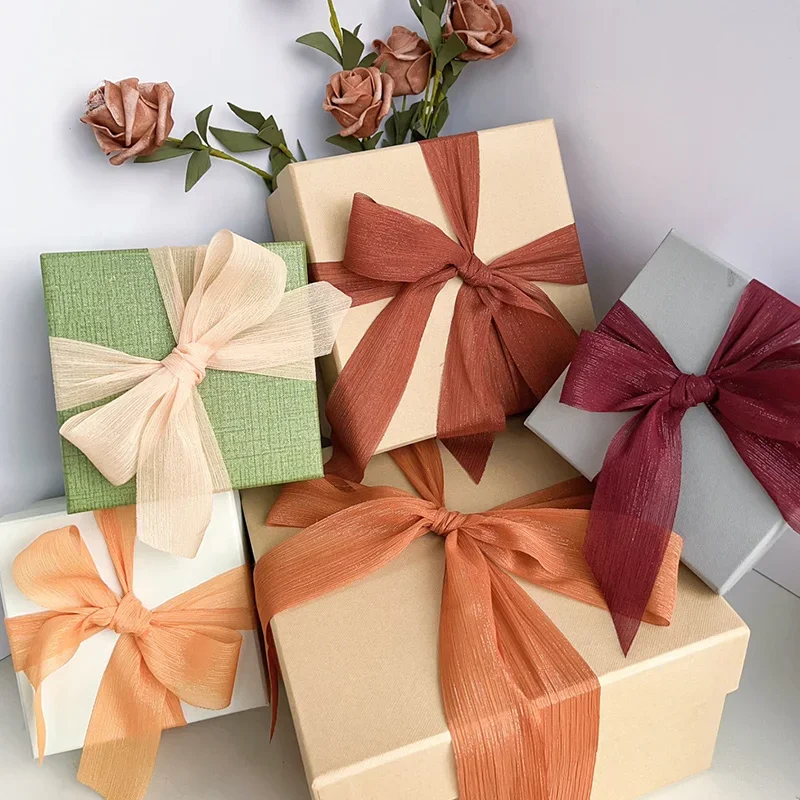 Silk Ribbon Chiffon Silver Sparkling Wrinkle Mesh Accessories Bright Wrinkle Gift Box Flower Bundle Packaging Snow Yarn Ribbon