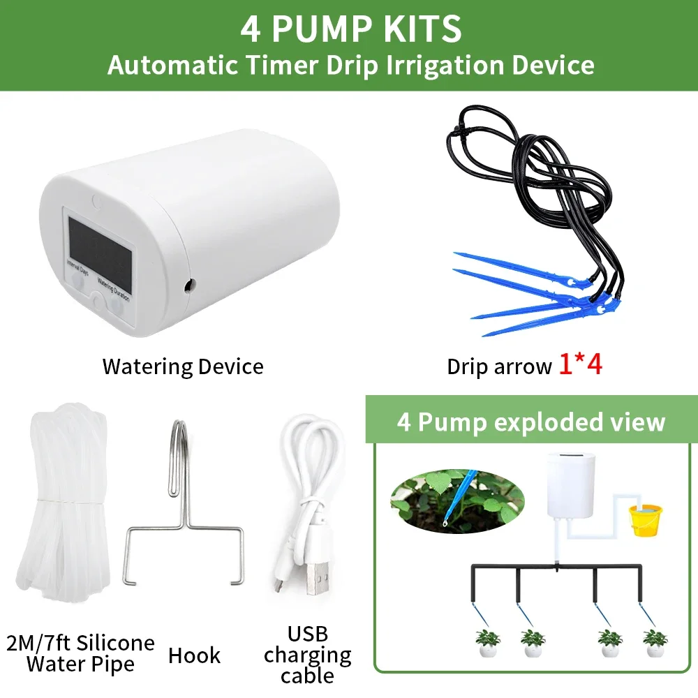 Otomatik Bitki Çiçek Sulama Pompası Ev Yağmurlama Damla Sulama Cihazı 2/4/8/16 Başlıklı Pompa Zamanlayıcı Sistem Kiti Bahçe Aracı