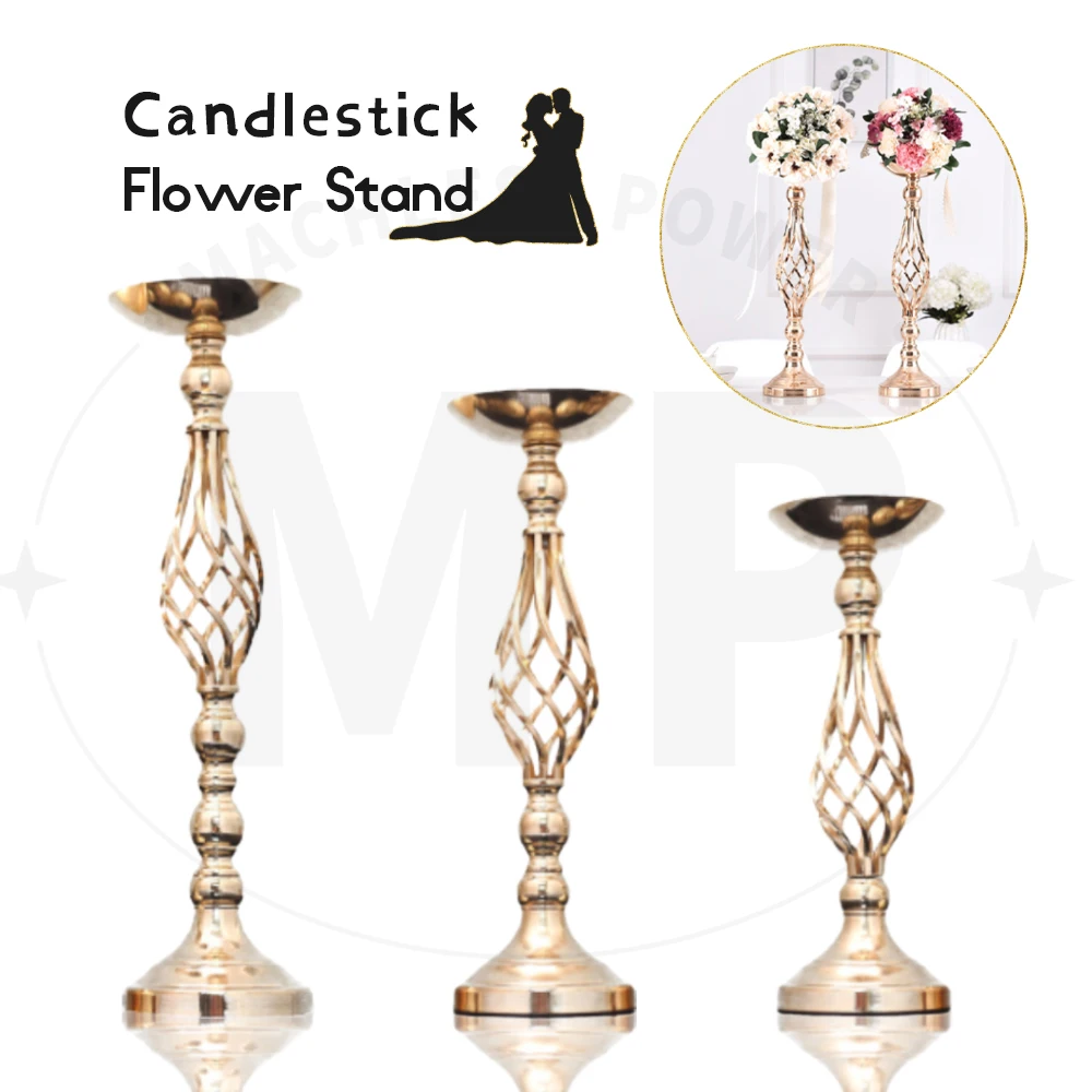 

22 Inch Versatile Metal Flower Stand Wedding Road Lead & Candle Holder Centerpiece Vase Valentine Party Decoration Arrangement