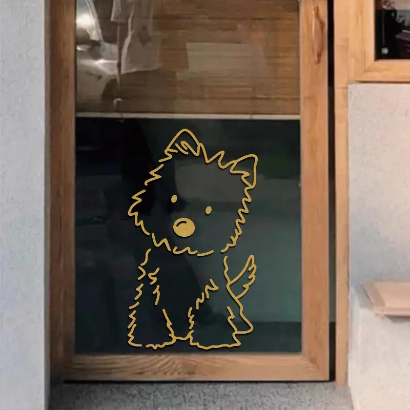 Cute Animal Dog Mirror Stickers Home Door Window Glass Waterproof Decoration Anti-collision Decals Children's Room Decoration