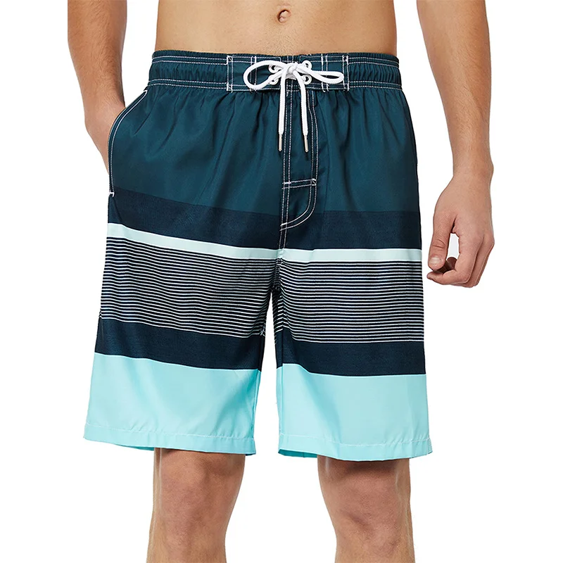 Colorful Stripe Pattern Beach Shorts For Men USA Flag 3D Print Swim Trunks Summer Surf Board Shorts Loose Short Pants Streetwear 5