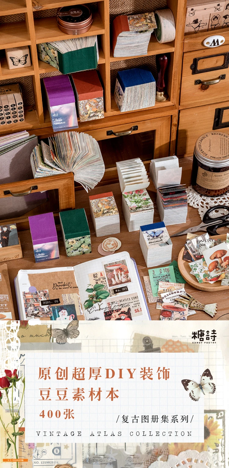 Die neue 400 teile/paket Leichtes Papier Vintage Handwerk Papier Mini Buch DIY Scrapbooking Kunst Collage Fotoalbum Dekor Liefert – Detail 1