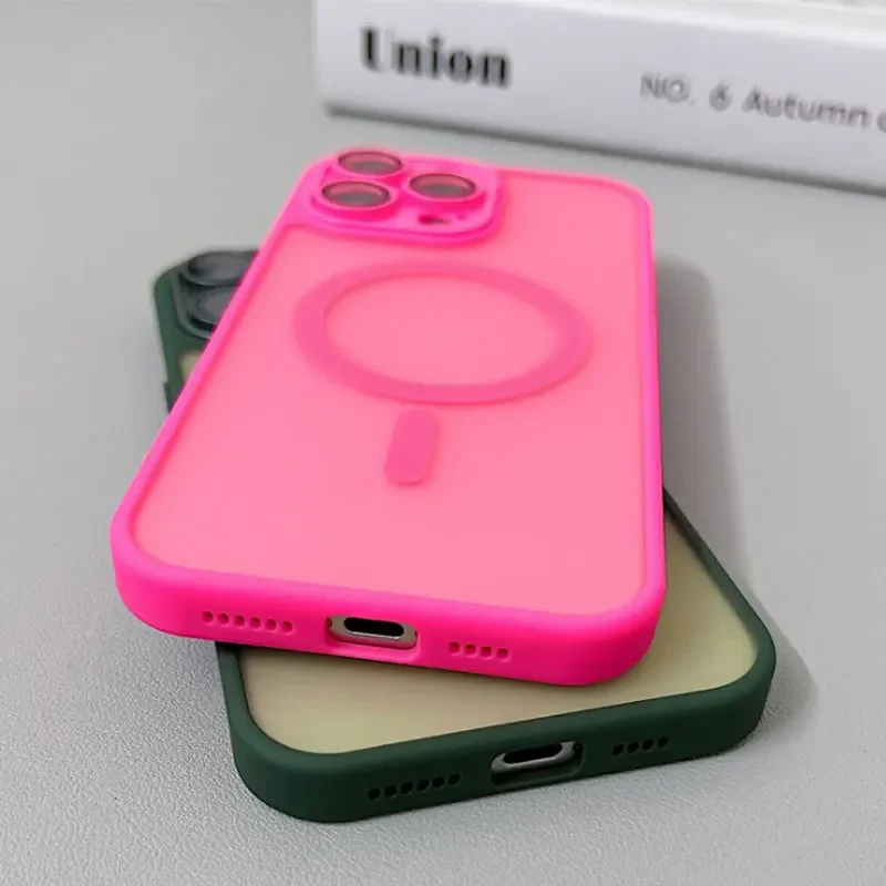 Magnetic Luxury Matte Translucent Shockproof Armor Case with Magsafe Compatibility