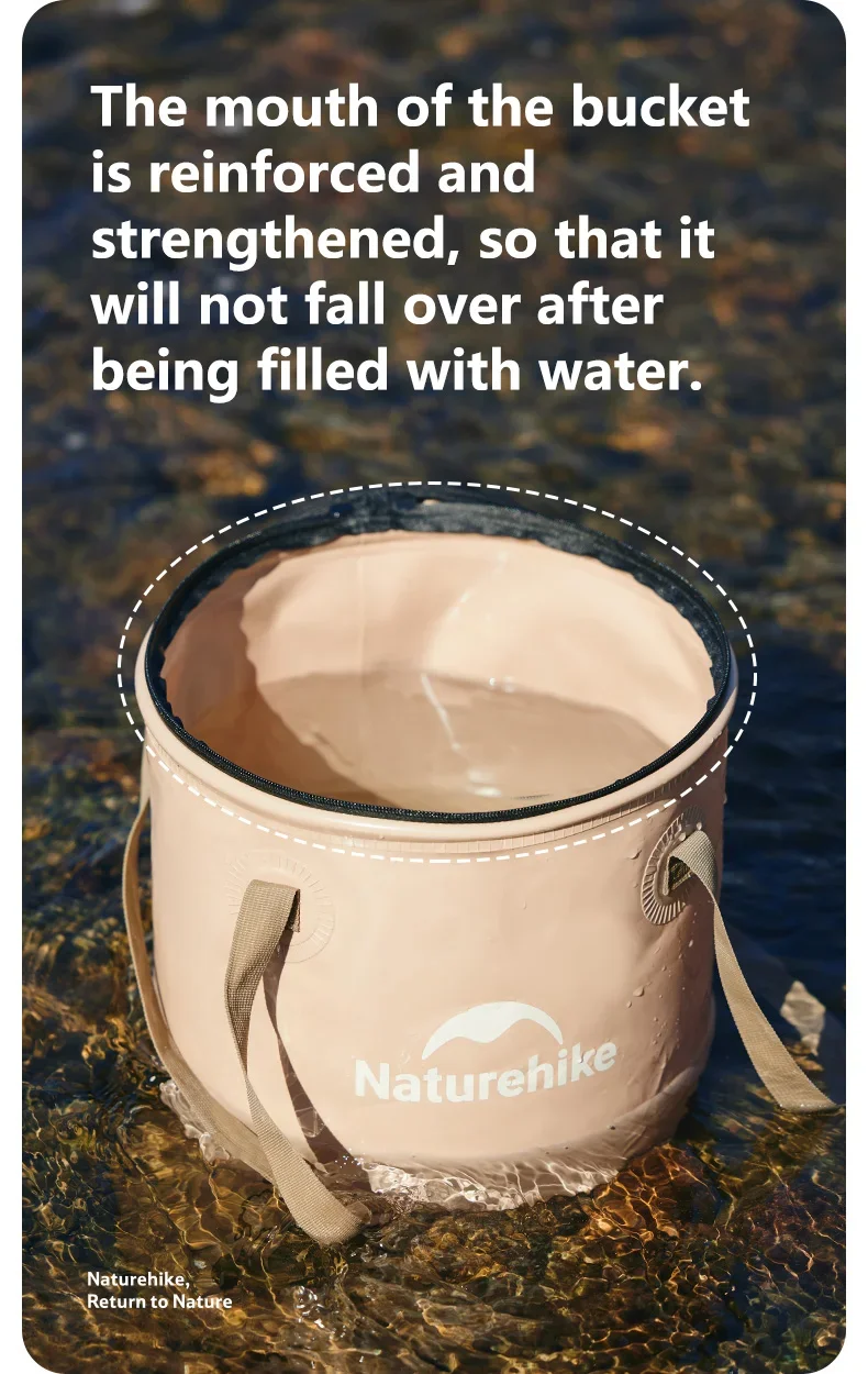 Naturehike Falten Wasser Eimer Camping Tragbare Große Kapazität Eimer Outdoor Picknick Reise Multifunktionale Lagerung Eimer – Detail 11