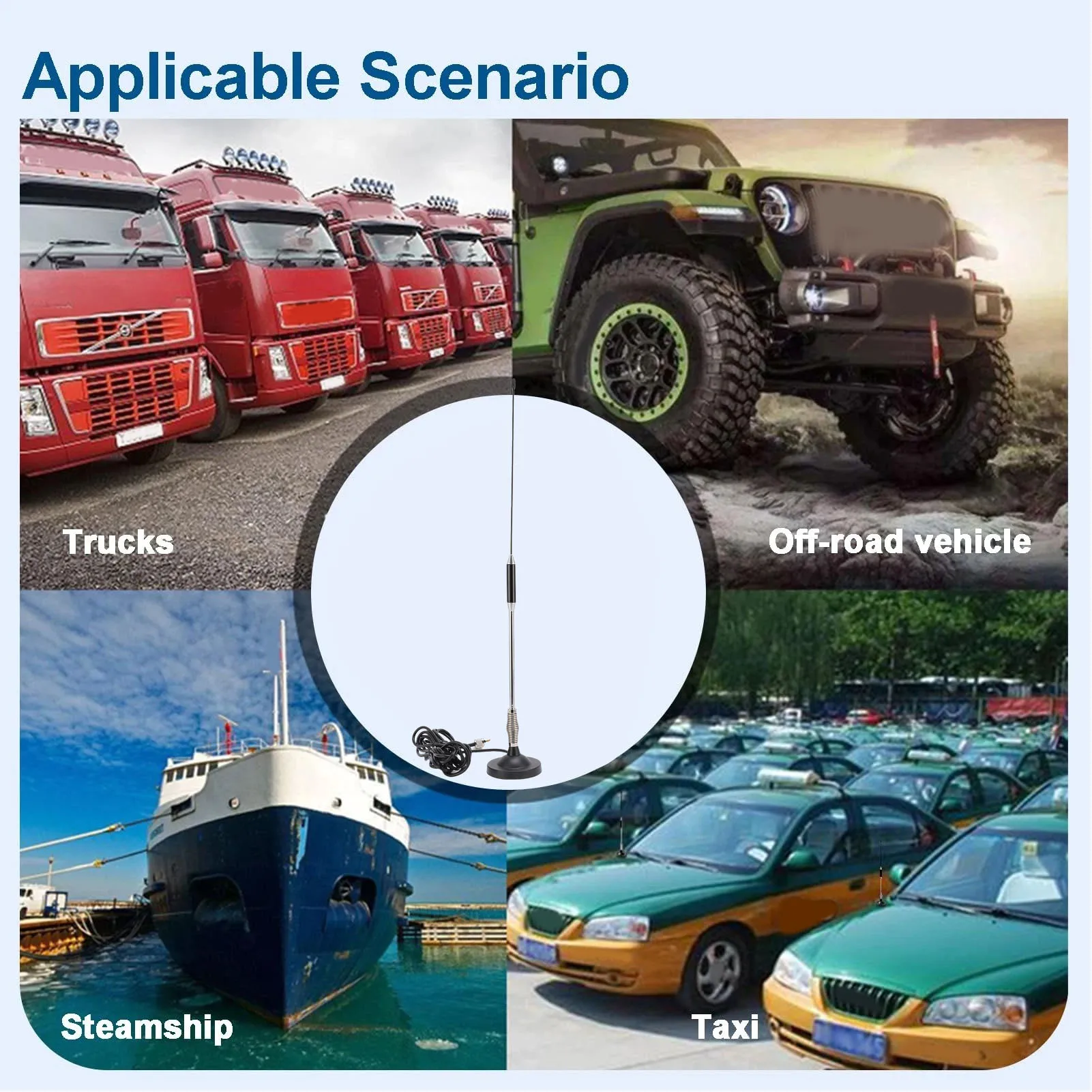 26-28MHz 26.37in CB Antenna Kit with Heavy Duty Magnetic Mount and Spring for Cars Trucks Mobile Base Stations CB Antenna Kit