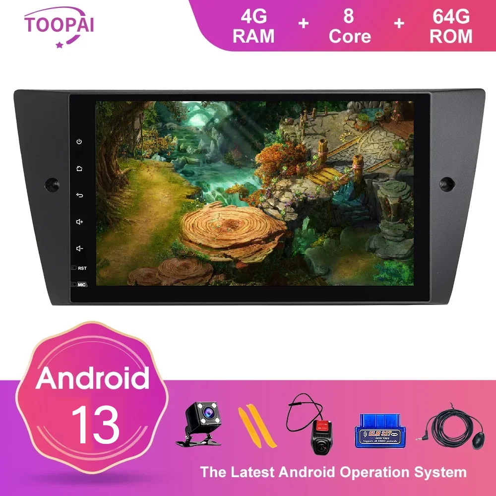 Автомагнитола TOOPAI Android 13 для BMW E90 E91 E92 E93 3 2005-2012