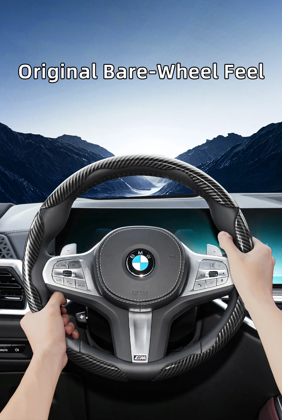 Passend für BMW Carbon-Optik Lenkradbezug mit Segmentiertem Schnellverschluss-Design, Langlebig, für X3 3 5 2 4 1 7 8 Serie X1 X5 X2 X4 X6 X7 Ix I4 I5 I7 Z4 Xm Ix1 Ix2 Ix3, Schwarz – Detail 10