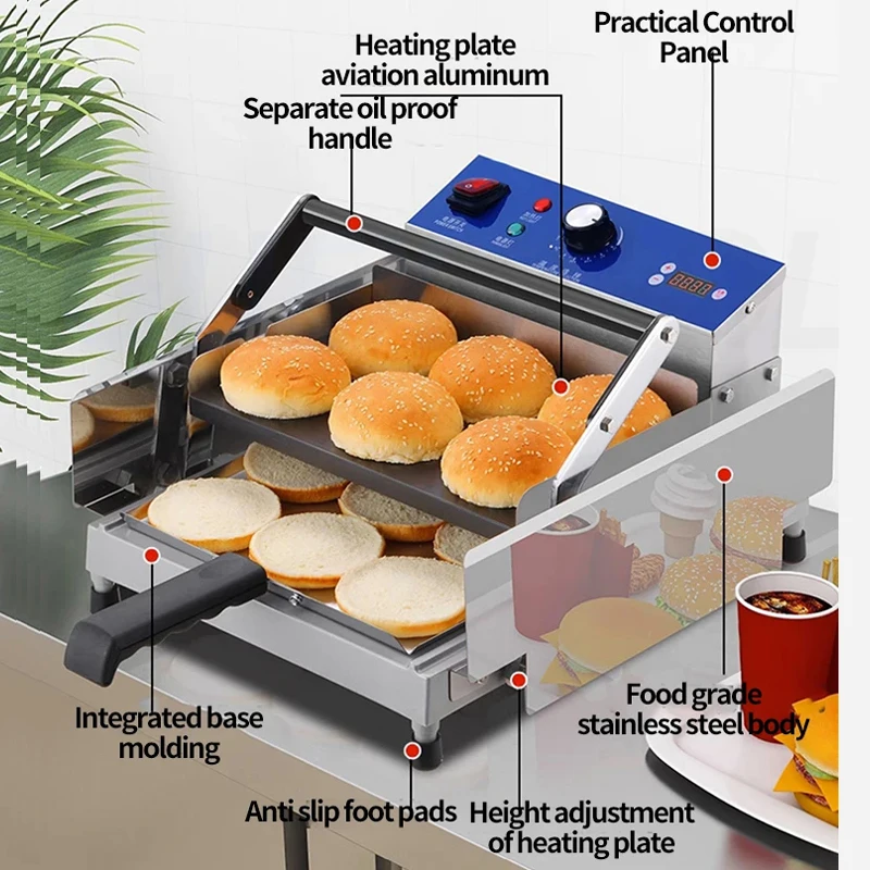 Hamburger Toasting Machine Commercial Electric Burger Maker Bread